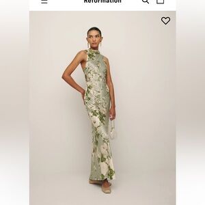 Reformation Anaiis silk dress in Tarragon size 6